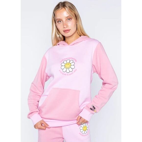New BSR By Samii Ryan Smiley Pink Hoodie size s - Picture 1 of 6